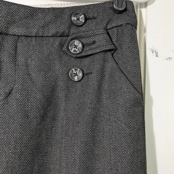 Anthropologie Gray Herringbone Boot Cut Pants Sz 4 - Picture 4 of 14